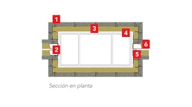 ROXUL - best practices - buenas prácticas
Detalle 10: Patinillos de instalaciones y de ventilación trasdosados con placa de yeso laminado