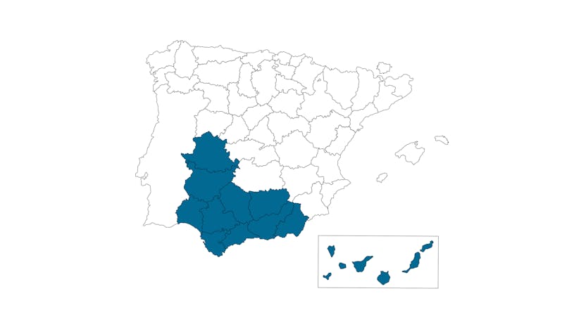 Map of Spain with sales representative and contact person Jorje Diaz