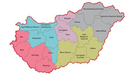 Area split map of Hungarian Sales representatives,  Területi képviselok