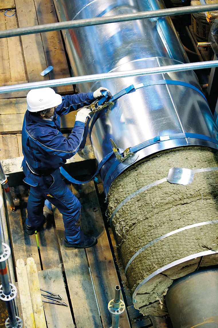 Worker working on the pipeline installation