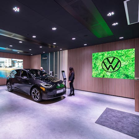 VW Showroom in Copenhagen with Rockfon Color-all Black in X-edge