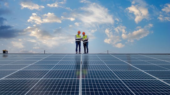 Solar Panels on Flat Roof, PV panel, green energy