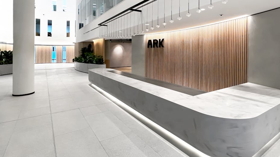 Reception in The Ark in London United Kingdom with Rockfon Mono Acoustic TE Direct	