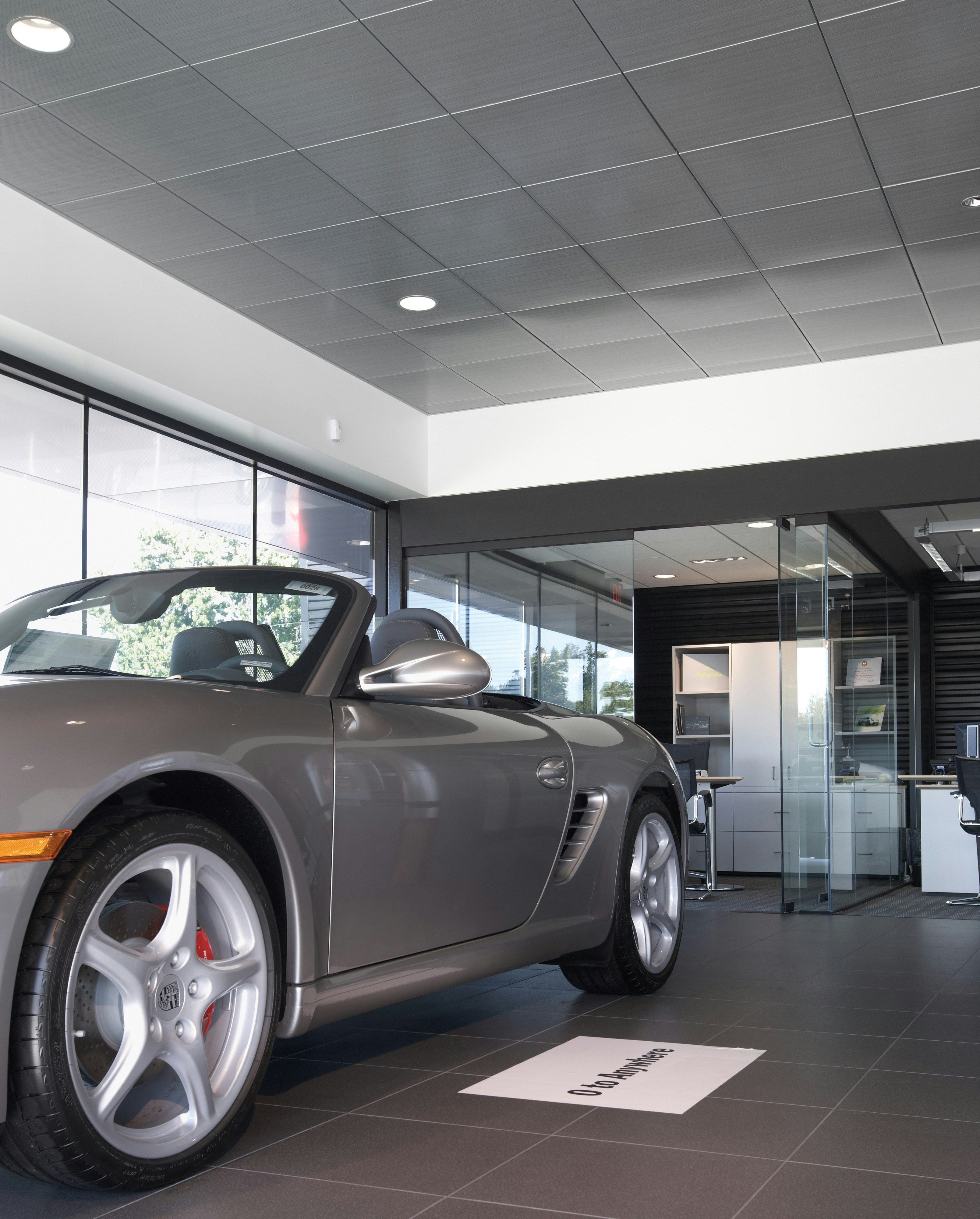 Porsche of The Motor City, Melissa Reis, Porsche Corporate Architecture Specialist, Porsche Cars North America, Inc., Rodica Phillips, CHMP Associates, John Edmonds Demolition and Construction, Dian Selleck-Wilson, Selleck Architectural Sales Inc., SpanAir Clip-In Perforated Metal Ceilings Panels, Showroom, Bochsler Creative Solutions - Originally uploaded July 26, 2011 (by deleted user) - PIM