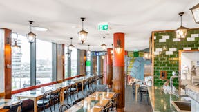 Restaurant in Villa Paradiso in Oslo Norway with Rockfon Mono Acoustic TE-Edge