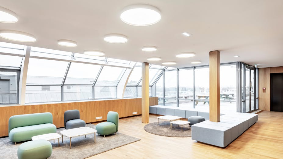 Office in headquarters of Electricity company in Strasbourg France with Rockfon Mono Acoustic