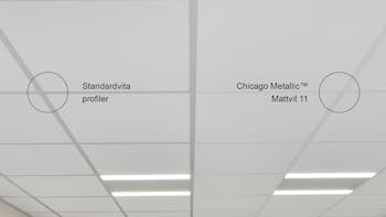 chicago metallic, matt white 11 vs standard white profiles, rockfon, SE