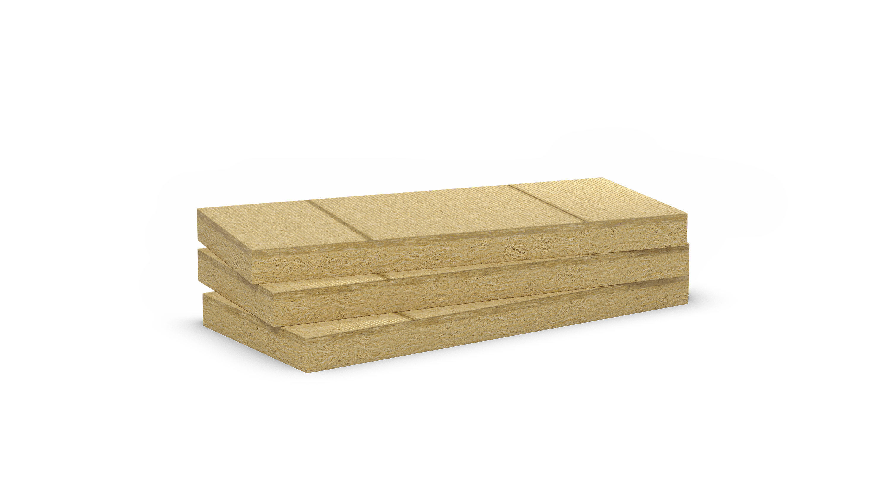 Double density stone wool slabs with vertical lines for orientation. Products: Rocksate Duo Plus, Durock Austria, Durock Energy Plus, Monrock Energy Plus, Hardrock Energy Plus, Hardrock Max, Frontrock Max Plus, Frontrock Casa, Frontrock Reno, Flatrock 50, Flatrock 60, Flatrock 70