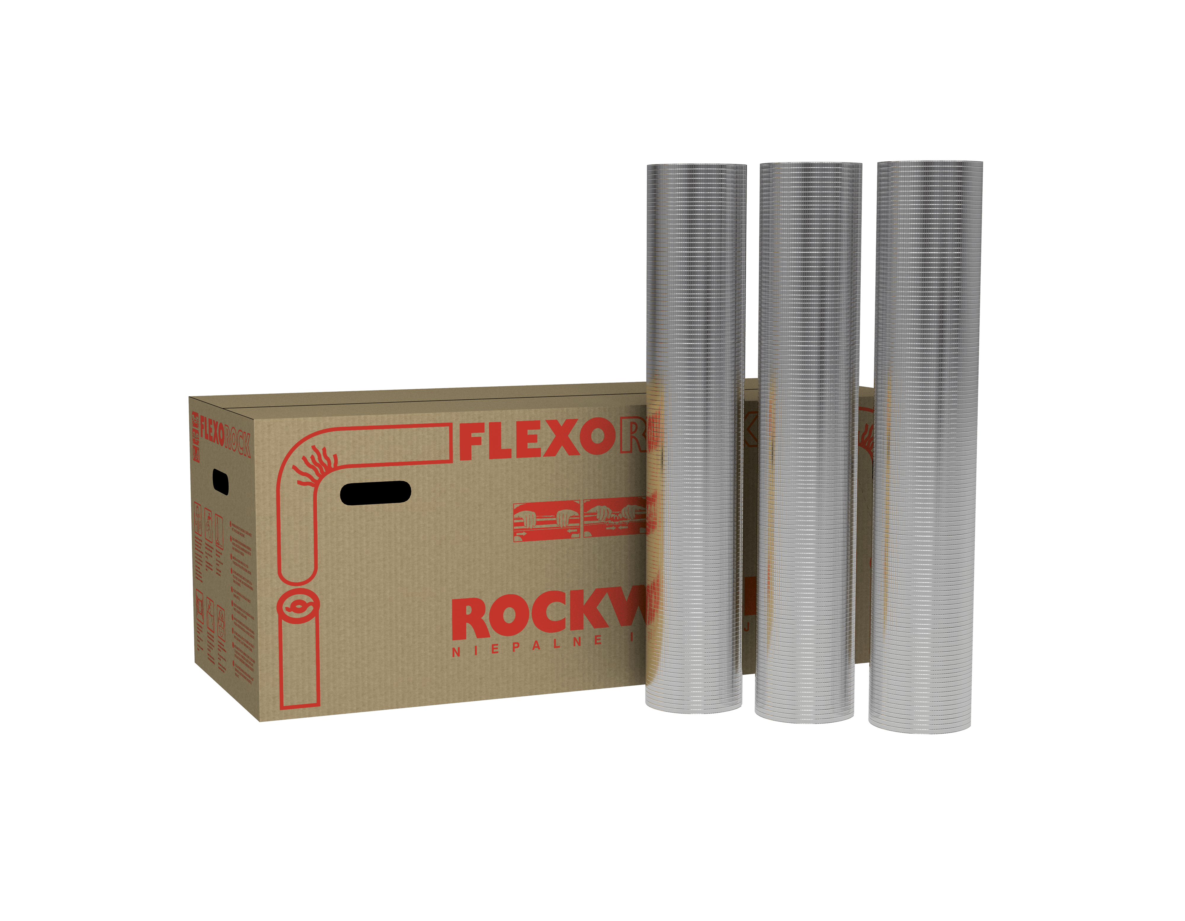 FLEXOROCK, flexible pipe section with aluminium foil, anti-condensation, cardborad, HVAC, internal thermal insulation, pipelines, central heating, hot pipes,