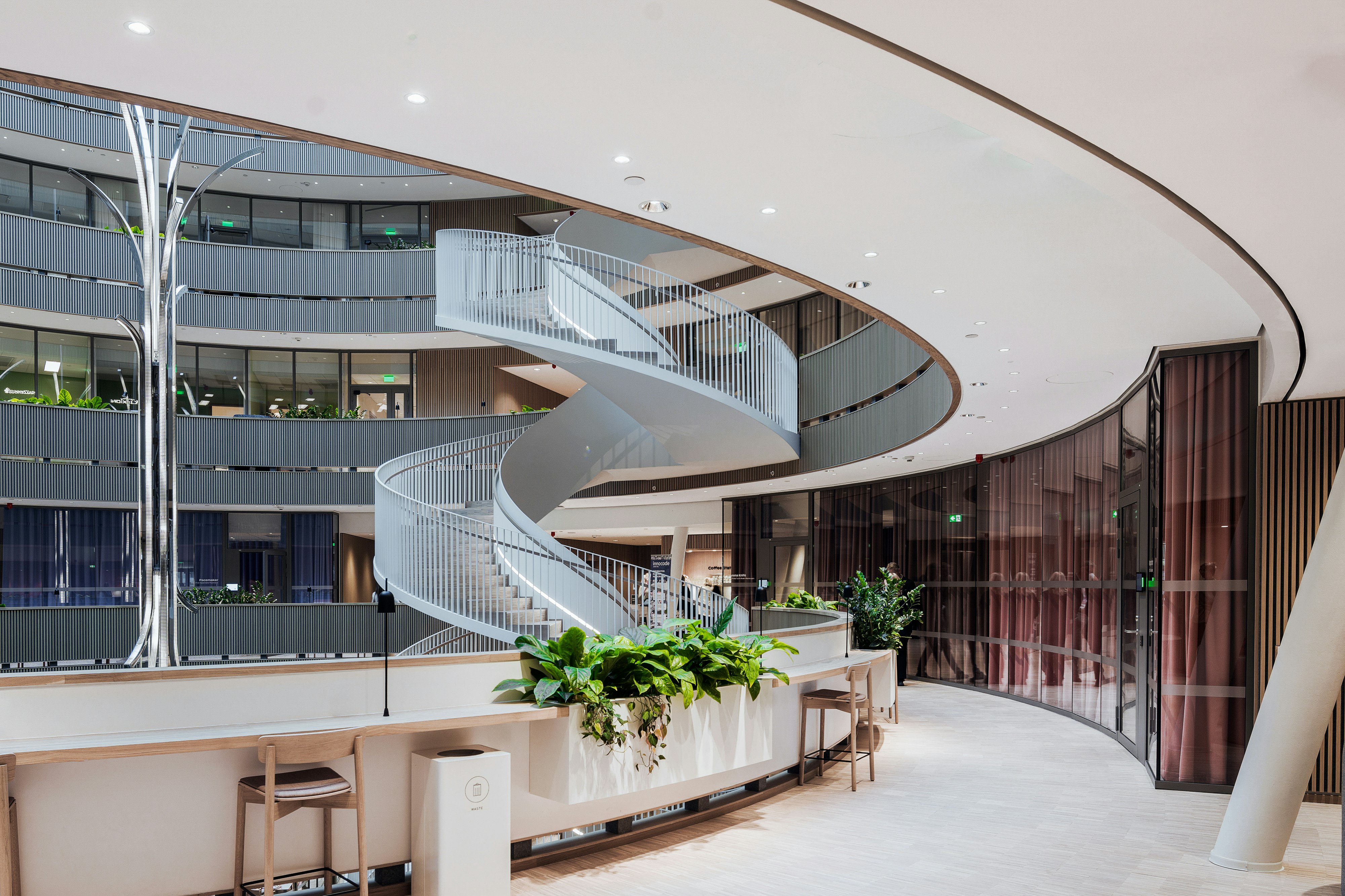 Corridor in Forskaren in Stockholm Sweden with Rockfon Mono Acoustic TE-Edge