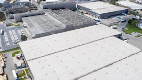 flat roof, warehouse, roofrock product header
