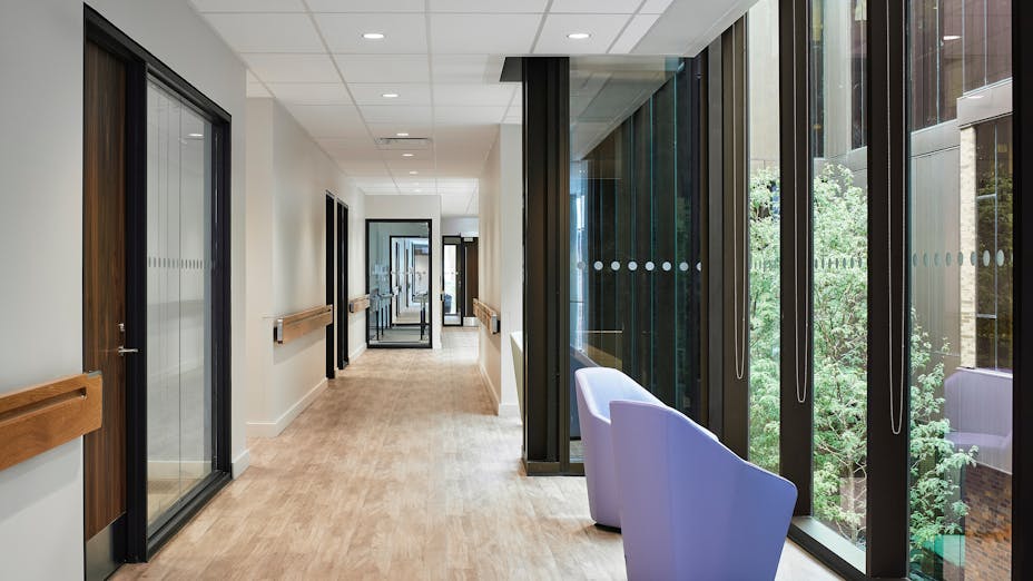 Rockfon panels brighten up the space while providing acoustical benefits