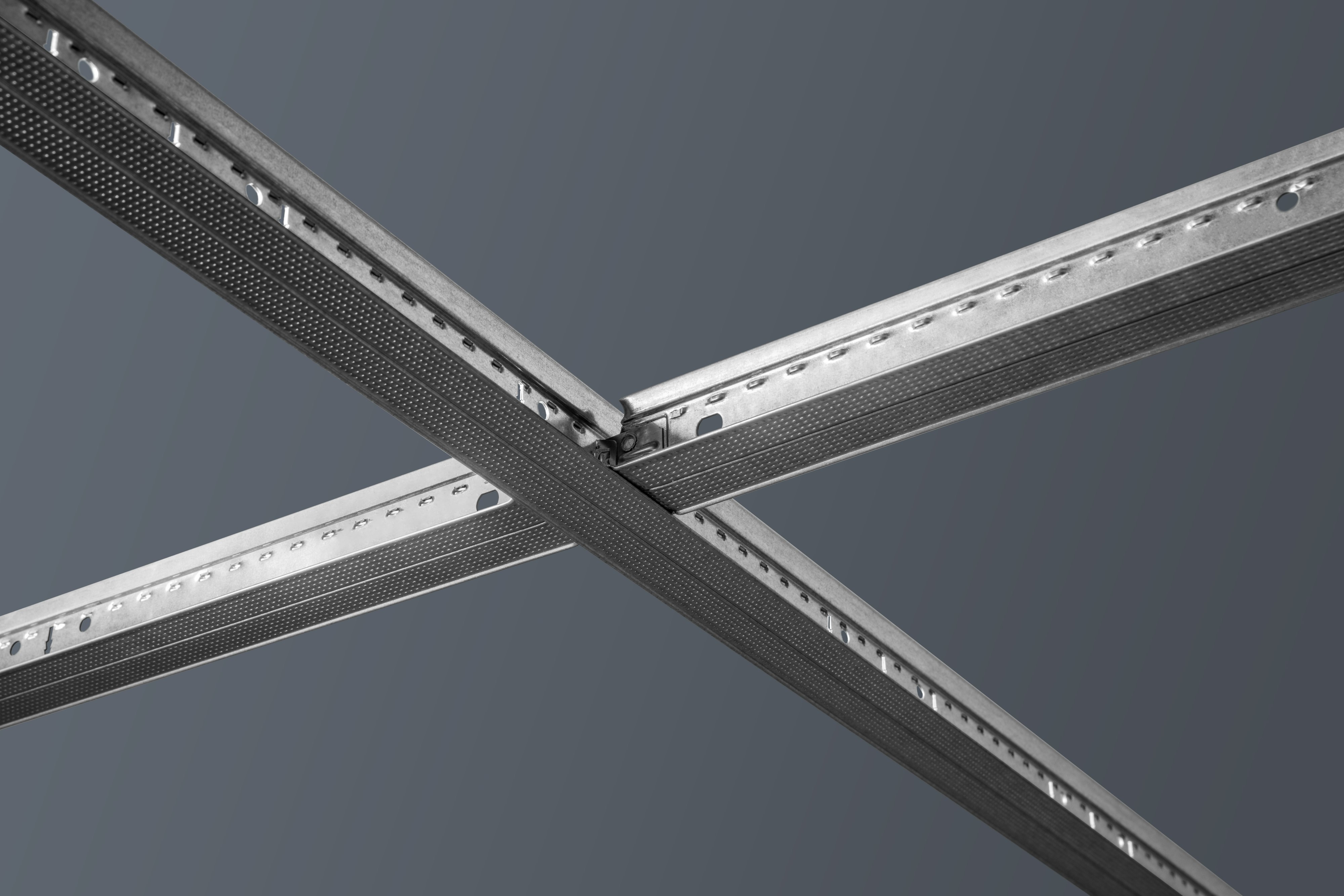 NA, Grid, Drywall Grid System, Chicago Metallic 640.00D, Main Runner/ Cross Tee Intersection, 1-1/2" Knurled Face