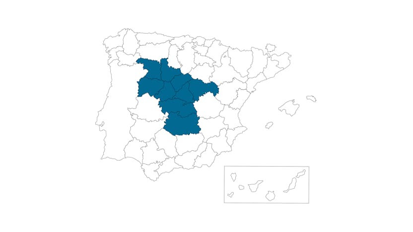 Map of Spain with sales representative and contact person Angela Oliva