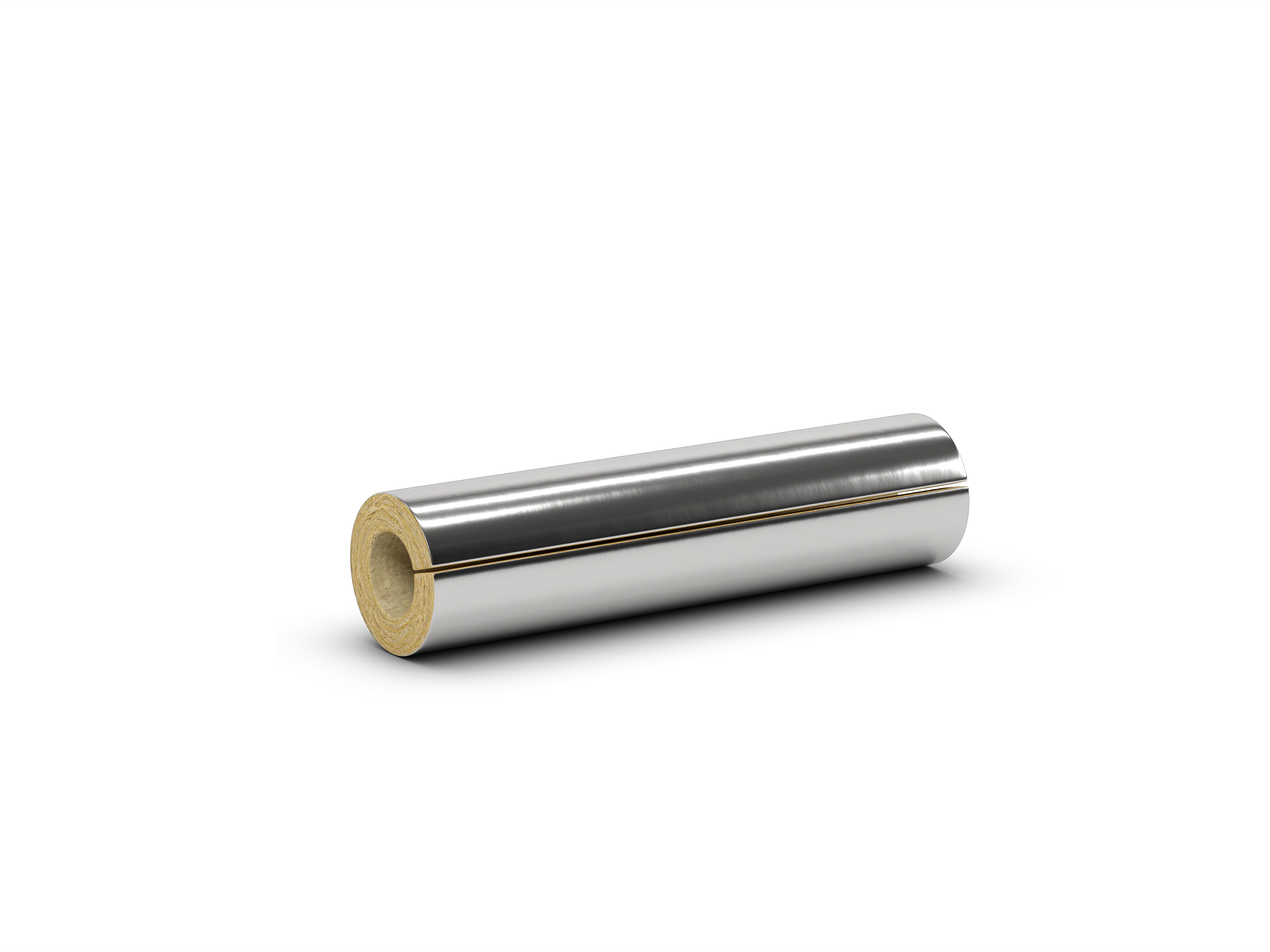 Stone wool pipe section with aluminium facing. Pipe insulation, HVAC. Products: ROCKWOOL 800