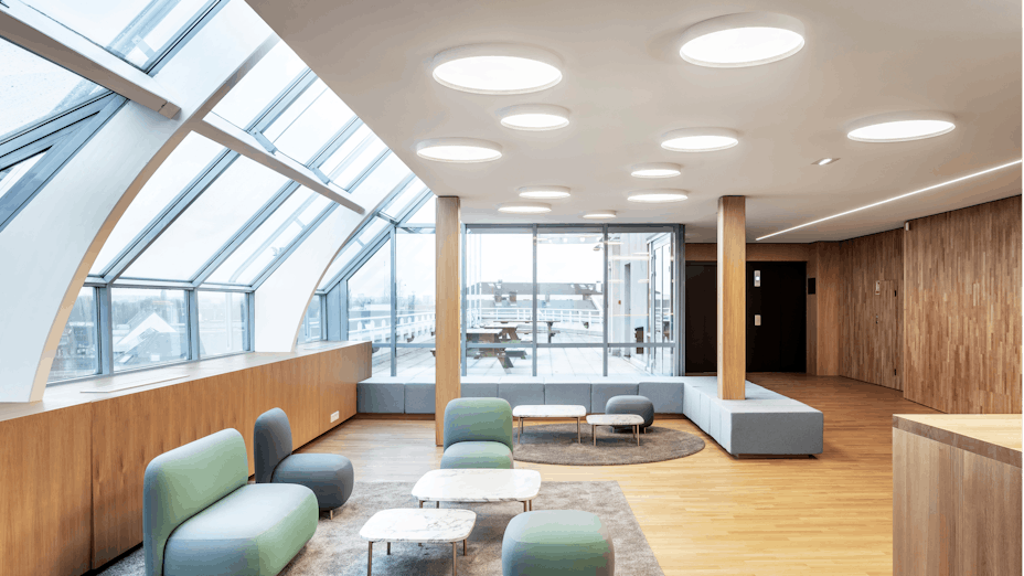Office in headquarters of Electricity company in Strasbourg France with Rockfon Mono Acoustic