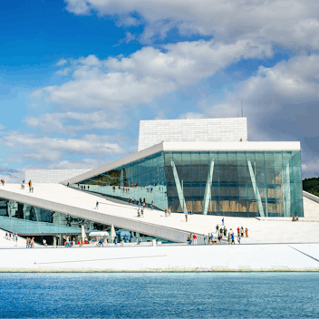 Amazing Oslo Opera House i the home of The Norwegian National Opera and Ballet, and the national opera theatre in Norway