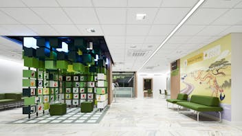 Reception in Children's Hospital Warsaw in Poland with Rockfon MediCare Plus
