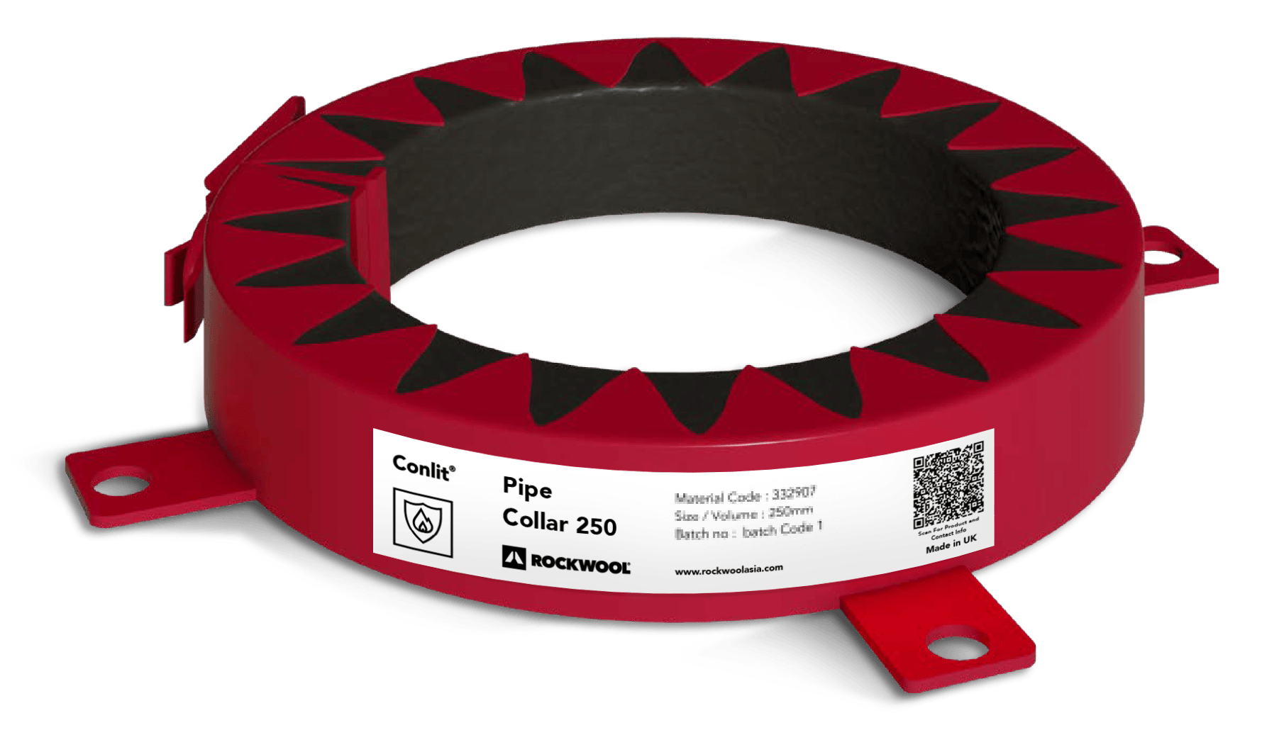 Penetration sealing device for plastic pipework
Conlit Pipe Collar provides up to 4 hours* fire stopping in rigid floor constructions and up to 2 hours fi re stopping in fl exible/rigid wall constructions.
*Subject to the application
Conlit Pipe Collar is slim in design (depth 30mm or 40mm) allowing it to be
installed around a service where space is restricted. Conlit Pipe Collar can
be installed on flexible wall, rigid wall and rigid floor constructions. When used around plastic combustible pipes, Conlit Pipe Collar will form a penetration seal to reinstate the fire resistance performance of the wall or floor construction.
Conlit Pipe Collar consists of a corrosion resistant powder coated steel sleeve, containing a flexible graphite based intumescent liner which is manufactured to suit standard diameter plastic pipework. Under fire conditions, the intumescent material within the collar expands, crushing the pipework and closing the void left by the pipework, preventing the passage of fire.