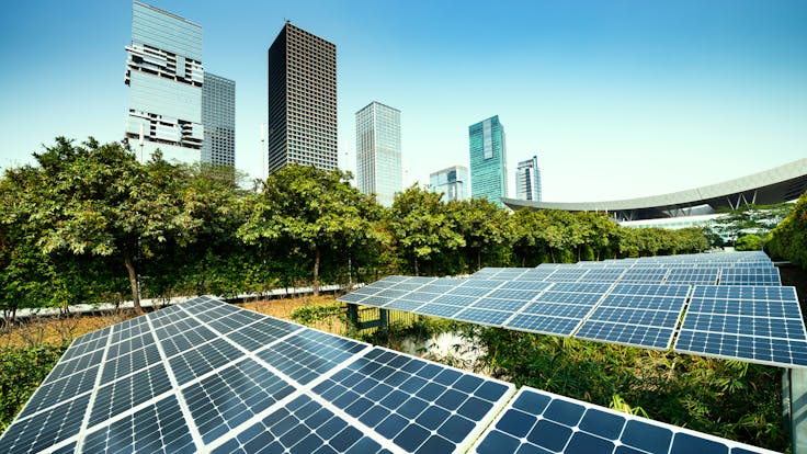 Solar panels, Greenery, Urban, City, Sustainable energy