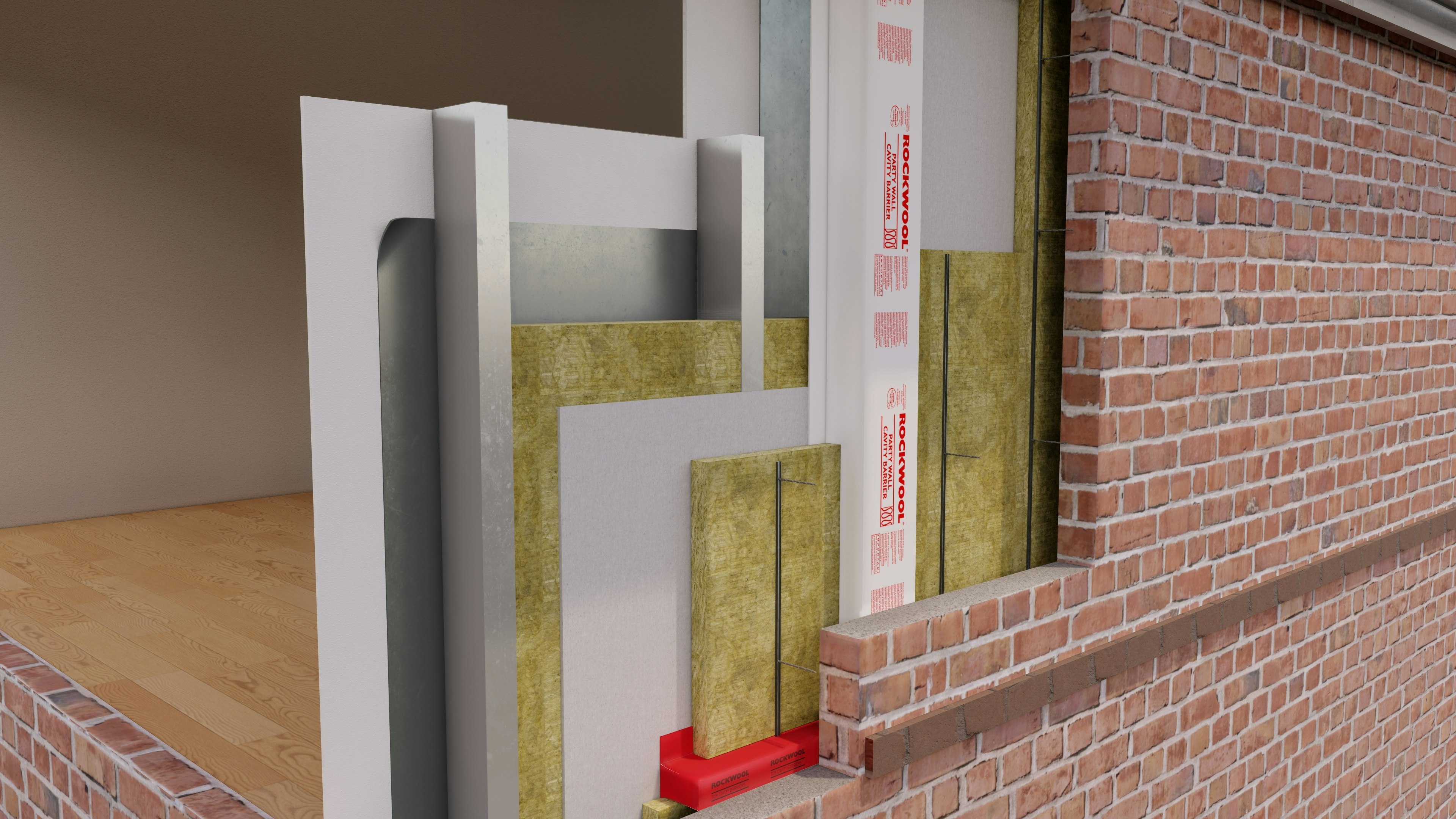 NyRock Frame Slab 032 - External Wall - Steel Frame & Brick