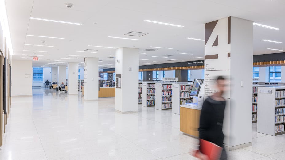 NA, Stavros Niarchos Foundation Library of New York Public Library, Education, Mecanoo, Beyer Blinder Belle, Alaska, Chicago Metallic 1200, Stone Wool Ceilings, Suspension Grid