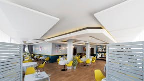 FR, Restaurant 'Le Petit Sabayon', Morangis (Paris), Leisure, Rockfon Eclipse (island), A edge, 1760x1160x40, White, Restaurant