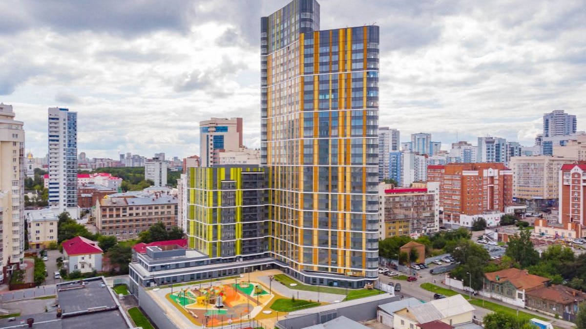 "Trinity" residential complex, insulation, Rockpanel, Yekaterinburg, Russia
