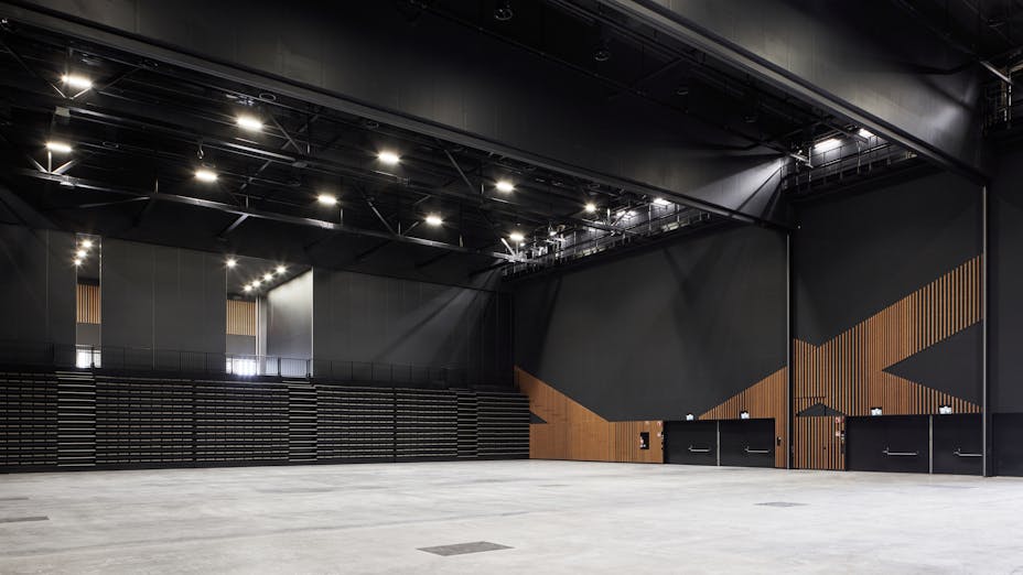 Auditorium / Concert Hall in Satama Areena in Kotka Finland with Rockfon Color-all B-Edge