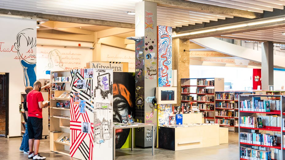 Antwerp Library Permeke with Rockfon Universal Baffle ceiling