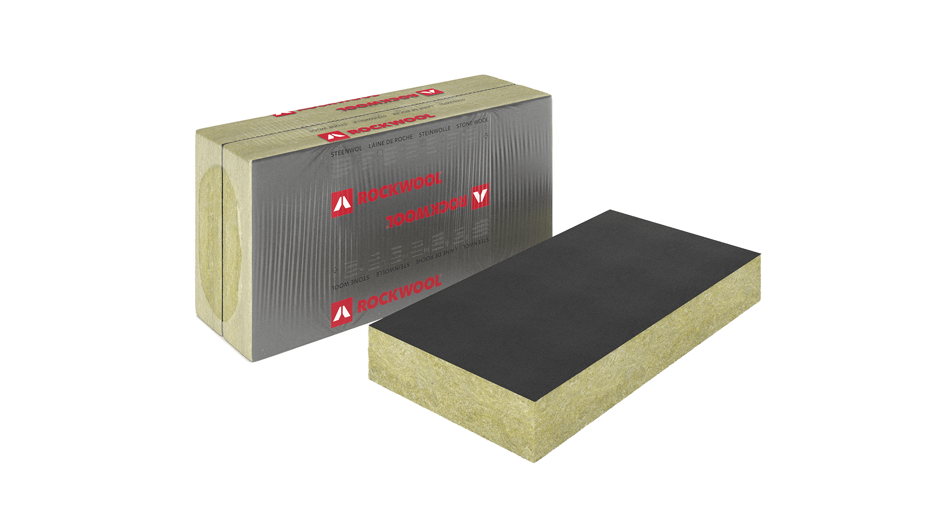 Rockvent Base black packshot, Product, GBI, ventilated facades, insulation, slab, stonewool, package, packshot