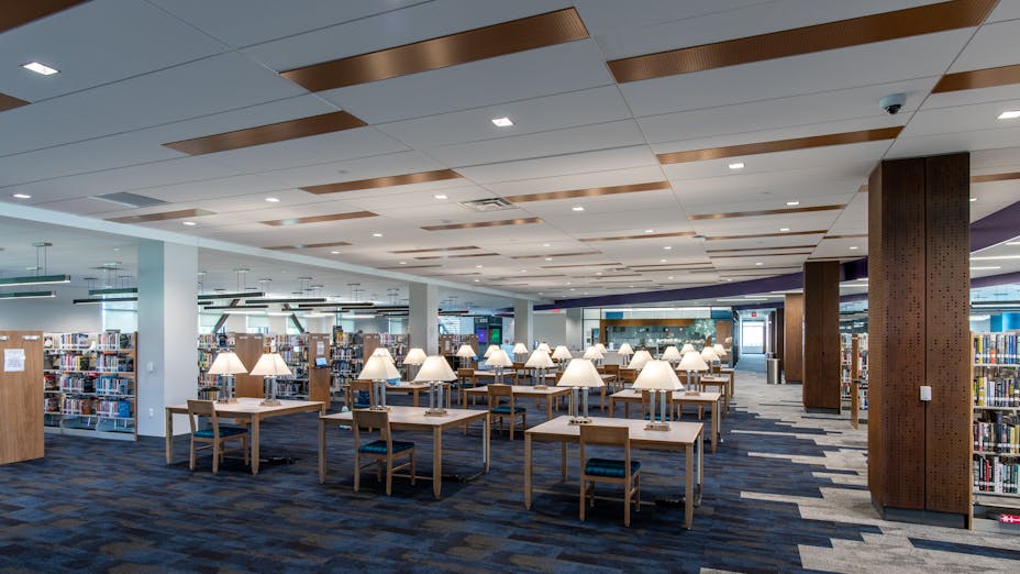 NA, Collin College Wylie Campus, Education, Page Southerland Page, Inc., Alaska 2'x6', Stone Wool Ceiling Tile, Chicago Metallic 4000 Tempra, Suspension Grid