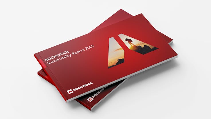 Sustainability Report 2023, printed report mockup