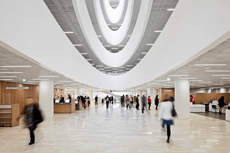 Kaisa House, library, ROCKFON, Mono Acoustic, Industrial Opal, 2012