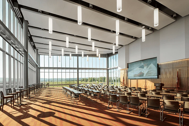 NA, Don Tyson Center for Agricultural Sciences, University of Arkansas, laboratory, classroom, 1200, suspension system, grid, Sonar, CDX, 2x4, 2x6, 2x8, planks, concealed, Infinity, perimeter trim