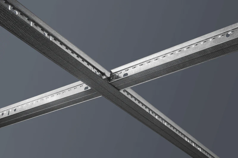NA, Grid, Drywall Grid System, Chicago Metallic 640.00D, Main Runner/ Cross Tee Intersection, 1-1/2" Knurled Face