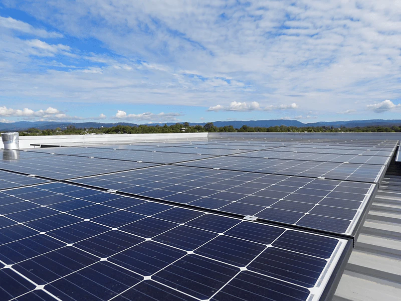 Solar Panels on Flat Roof, PV panel, green energy