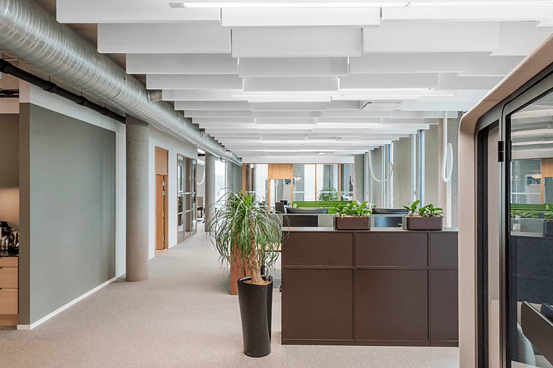Open Plan Office in ALO in Trondheim Norway with Rockfon Contour