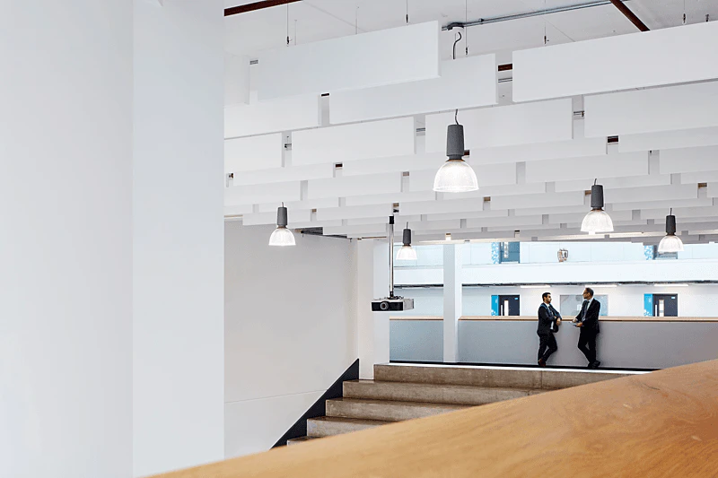 UK, Caldicot School, Building Design Partnership, School, Rockfon Contour Baffles, 1200x300, white