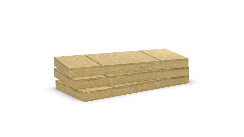 Double density stone wool slabs with vertical lines for orientation. Products: Rocksate Duo Plus, Durock Austria, Durock Energy Plus, Monrock Energy Plus, Hardrock Energy Plus, Hardrock Max, Frontrock Max Plus, Frontrock Casa, Frontrock Reno, Flatrock 50, Flatrock 60, Flatrock 70