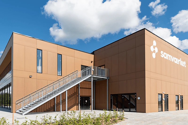 Case study Samvaerket Rockpanel Natural Rockpanel Colours RAL 8022 New Build