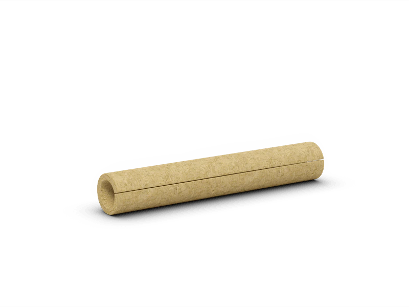Stone wool pipe section. Pipe insulation, HVAC. Products: COQUILLA 880, ROCKWOOL 835