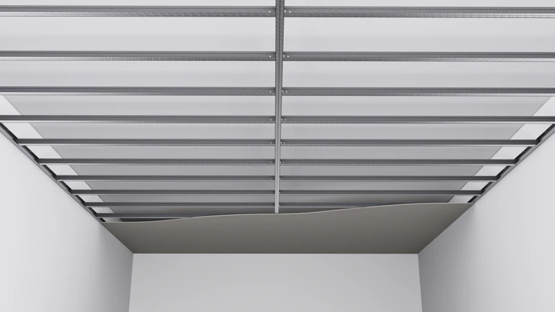 Spanfast Tees with Chicago Metallic drywall grid main runner, corridor and room view