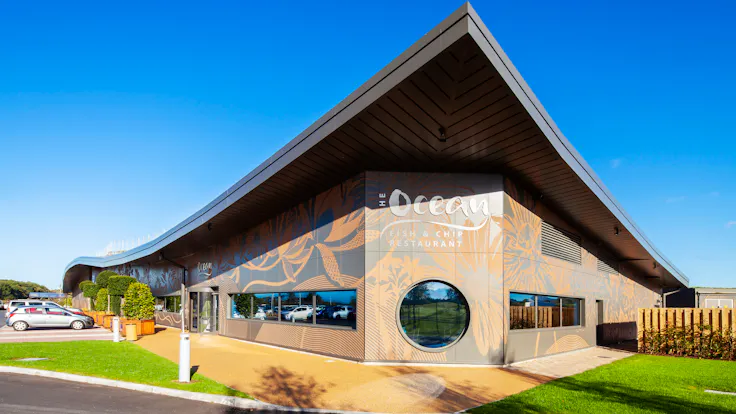 The Flower Bowl Entertainment Centre in Preston, United Kingdom cladded with Rockpanel Colours and Stones facade cladding