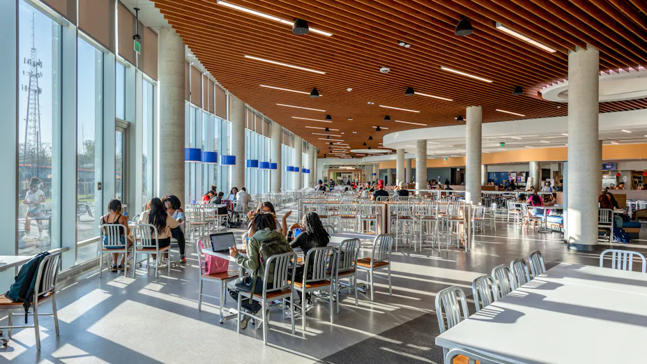 Rockfon® specialty metal ceilings used in office building project.