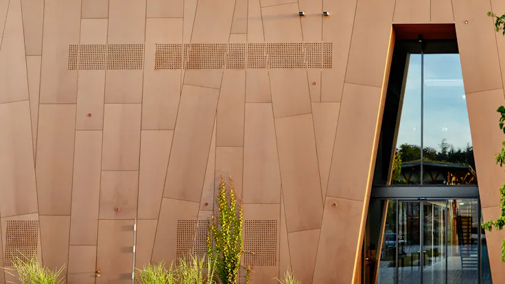 Offices and factory of the Brunner family business in Eggenfelden, Germany cladded with Rockpanel Natural facade cladding