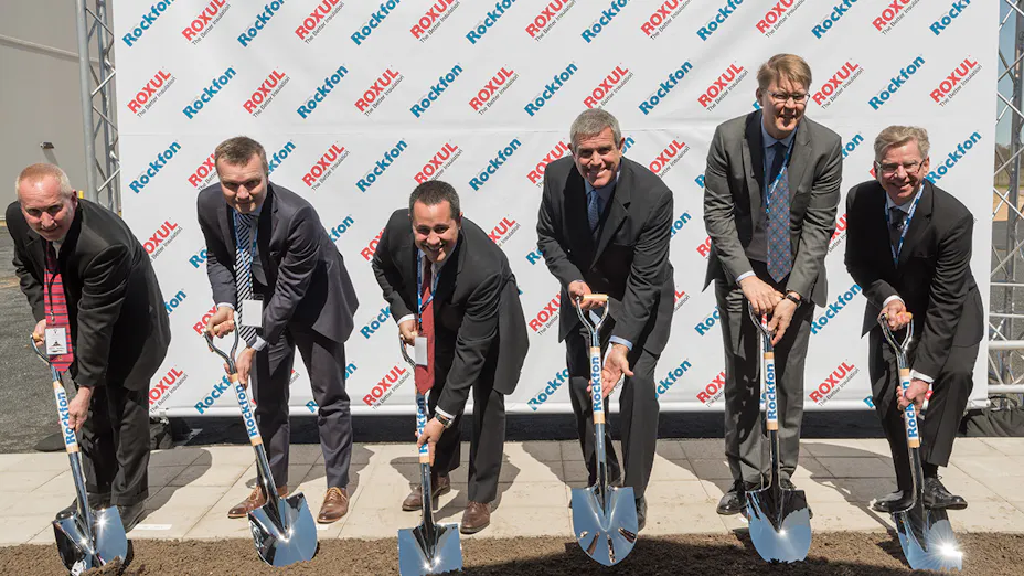 Rockfon groundbreaking ceremony for introduction of new acoustic ceiling panel facility in Marshall County, Mississippi