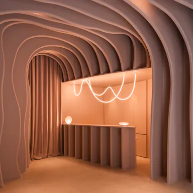 Showroom in Orac Experience Center in Barcelona Spain with Rockfon Mono Acoustic TE-Edge