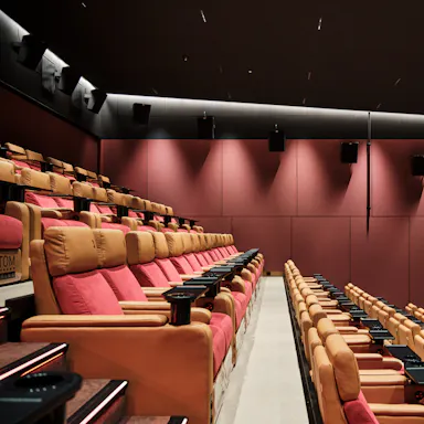 Cinema in Edda Kino in Haugesund Norway with Rockfon Canva and Rockfon Color-all X-Edge