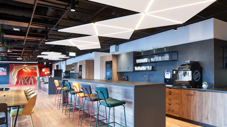 Canteen in Rockwool Global Business Service Center Poznan in Poznań Poland with Rockfon Eclipse A-Edge